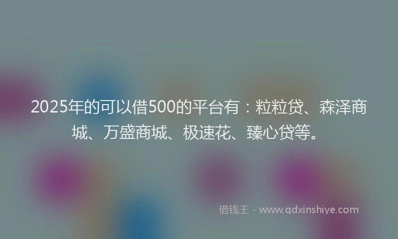 2025年的可以借500的平台有：粒粒贷、森泽商城、万盛商城、极速花、臻心贷等。