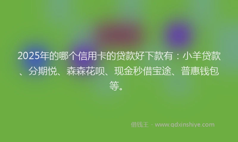 2025年的哪个信用卡的贷款好下款有：小羊贷款、分期悦、森森花呗、现金秒借宝途、普惠钱包等。