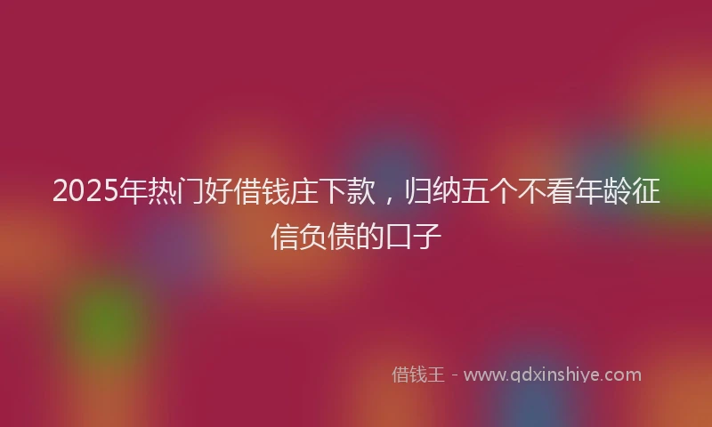 2025年热门好借钱庄下款，归纳五个不看年龄征信负债的口子