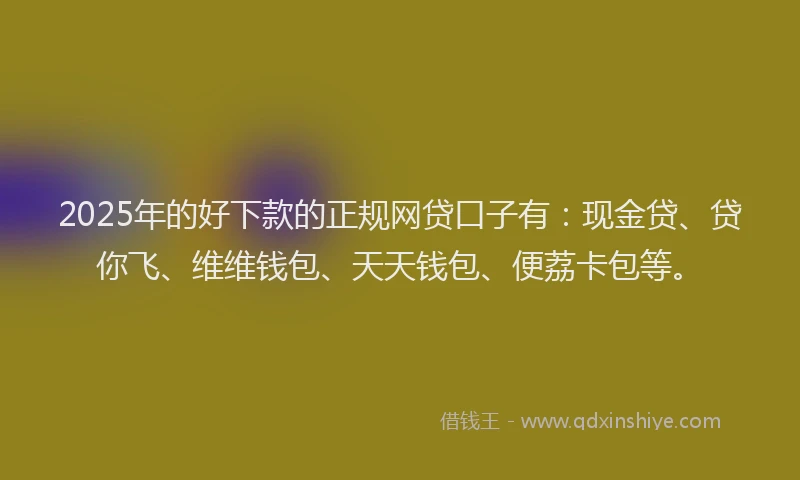 2025年的好下款的正规网贷口子有：现金贷、贷你飞、维维钱包、天天钱包、便荔卡包等。