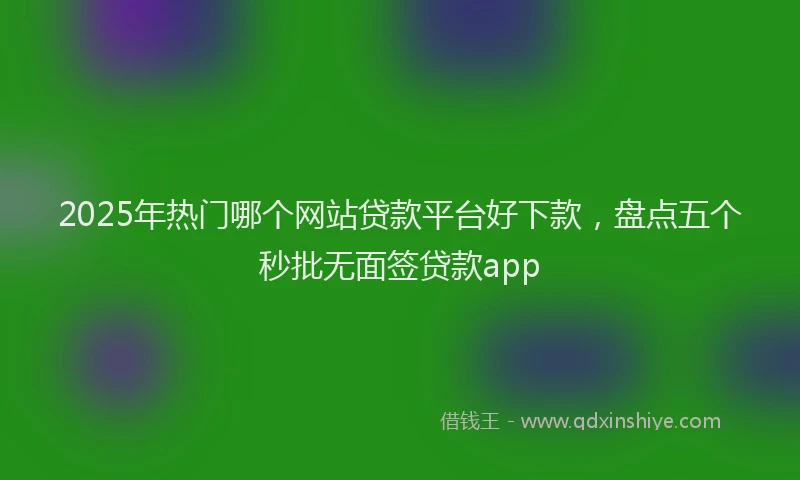 2025年热门哪个网站贷款平台好下款，盘点五个秒批无面签贷款app