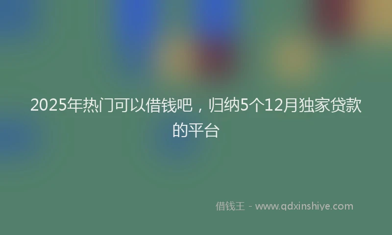 2025年热门可以借钱吧，归纳5个12月独家贷款的平台