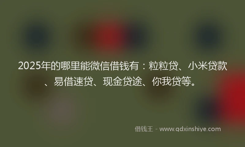 2025年的哪里能微信借钱有：粒粒贷、小米贷款、易借速贷、现金贷途、你我贷等。