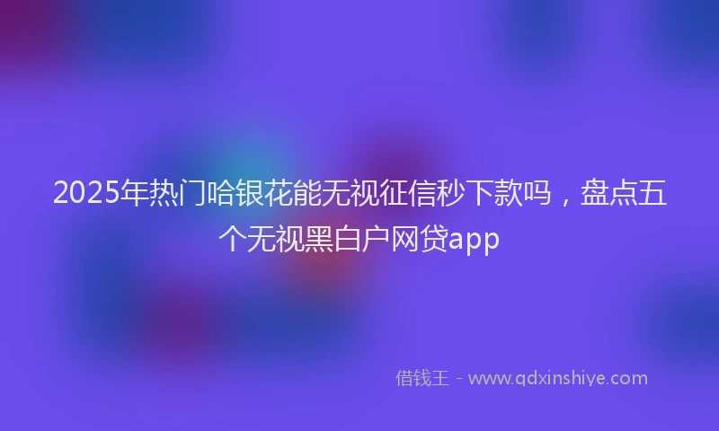 2025年热门哈银花能无视征信秒下款吗，盘点五个无视黑白户网贷app