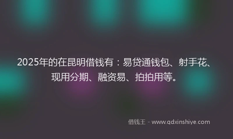 2025年的在昆明借钱有：易贷通钱包、射手花、现用分期、融资易、拍拍用等。