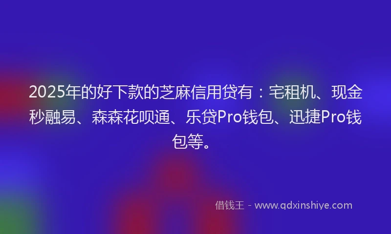 2025年的好下款的芝麻信用贷有：宅租机、现金秒融易、森森花呗通、乐贷Pro钱包、迅捷Pro钱包等。
