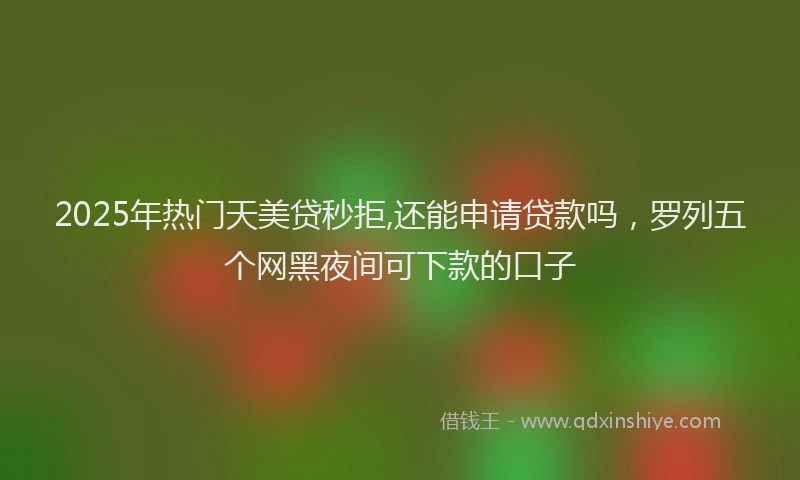 2025年热门天美贷秒拒,还能申请贷款吗，罗列五个网黑夜间可下款的口子