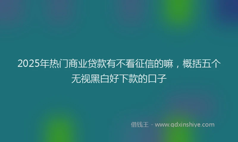 2025年热门商业贷款有不看征信的嘛，概括五个无视黑白好下款的口子