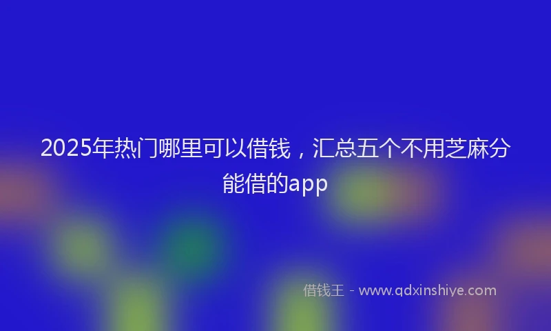 2025年热门哪里可以借钱，汇总五个不用芝麻分能借的app