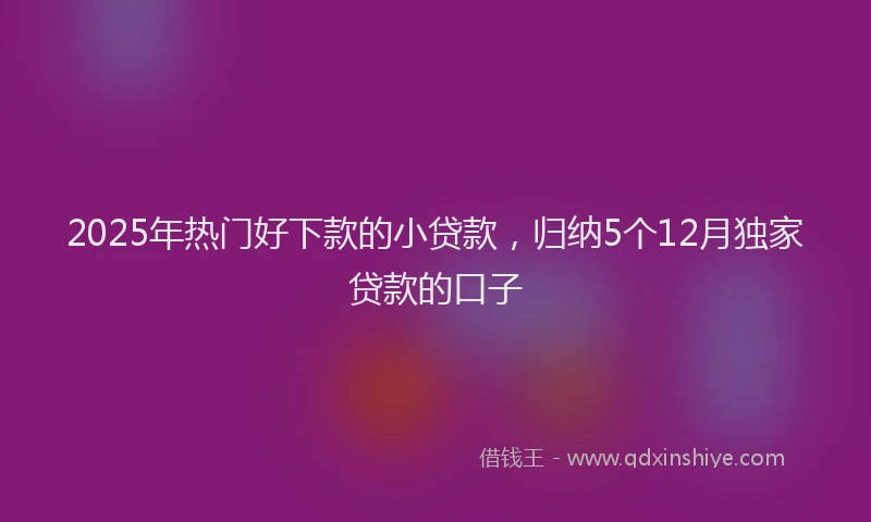 2025年热门好下款的小贷款，归纳5个12月独家贷款的口子