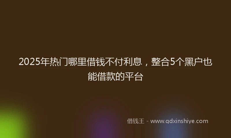 2025年热门哪里借钱不付利息，整合5个黑户也能借款的平台