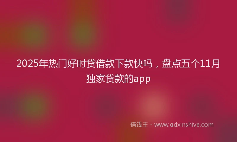 2025年热门好时贷借款下款快吗，盘点五个11月独家贷款的app