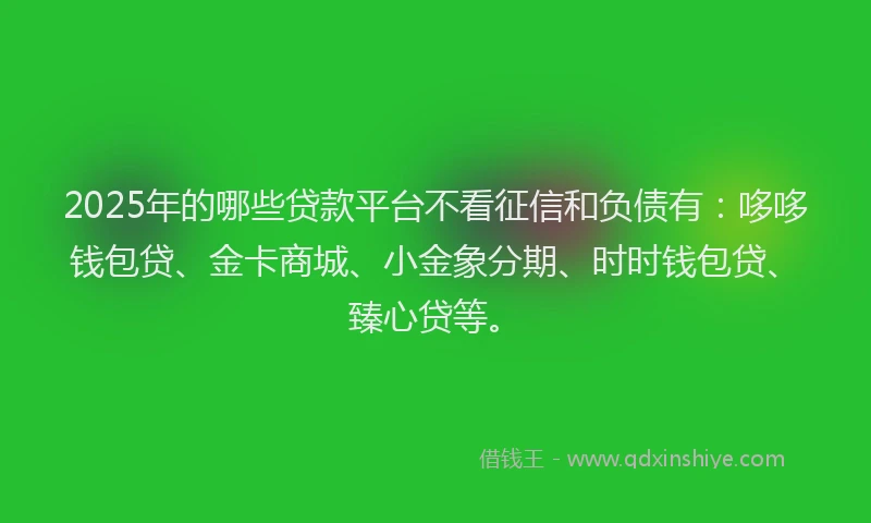 2025年的哪些贷款平台不看征信和负债有：哆哆钱包贷、金卡商城、小金象分期、时时钱包贷、臻心贷等。