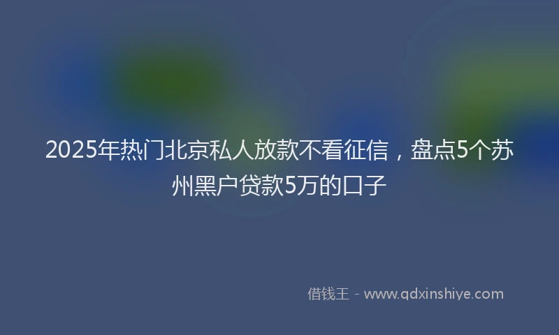 2025年热门北京私人放款不看征信，盘点5个苏州黑户贷款5万的口子