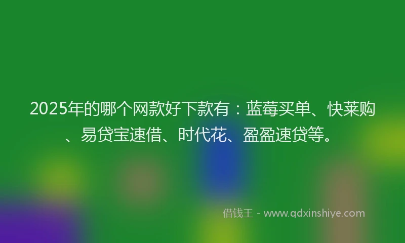 2025年的哪个网款好下款有：蓝莓买单、快莱购、易贷宝速借、时代花、盈盈速贷等。
