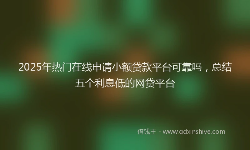 2025年热门在线申请小额贷款平台可靠吗，总结五个利息低的网贷平台