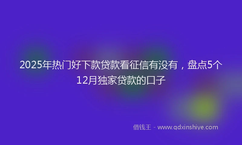 2025年热门好下款贷款看征信有没有，盘点5个12月独家贷款的口子