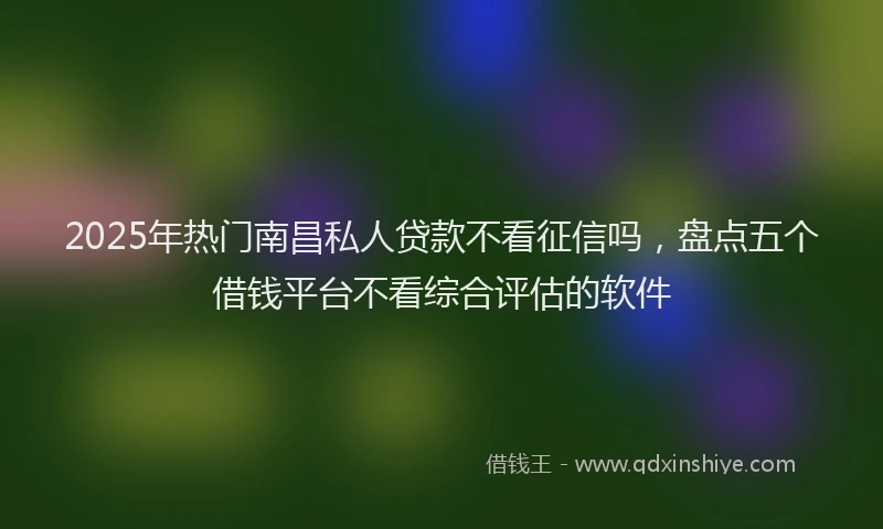 2025年热门南昌私人贷款不看征信吗，盘点五个借钱平台不看综合评估的软件