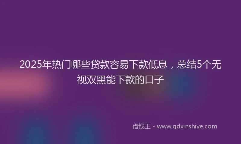 2025年热门哪些贷款容易下款低息，总结5个无视双黑能下款的口子