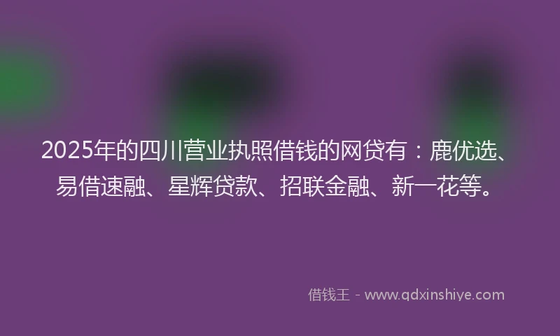 2025年的四川营业执照借钱的网贷有：鹿优选、易借速融、星辉贷款、招联金融、新一花等。