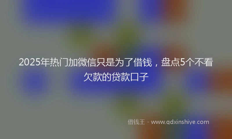 2025年热门加微信只是为了借钱，盘点5个不看欠款的贷款口子