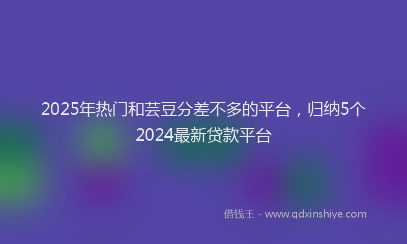 2025年热门和芸豆分差不多的平台，归纳5个2024最新贷款平台
