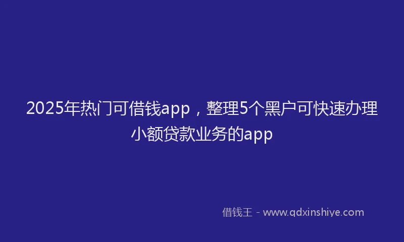 2025年热门可借钱app，整理5个黑户可快速办理小额贷款业务的app