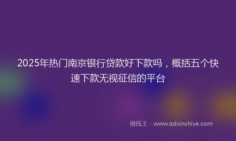 2025年热门南京银行贷款好下款吗，概括五个快速下款无视征信的平台