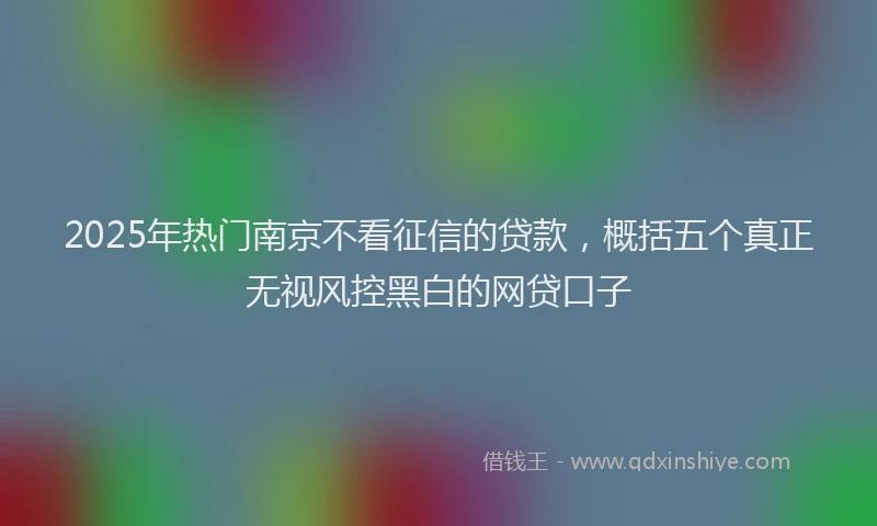 2025年热门南京不看征信的贷款，概括五个真正无视风控黑白的网贷口子