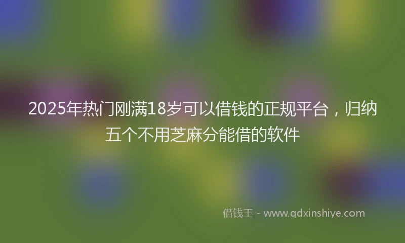 2025年热门刚满18岁可以借钱的正规平台，归纳五个不用芝麻分能借的软件