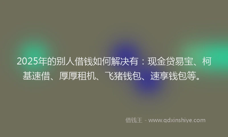 2025年的别人借钱如何解决有：现金贷易宝、柯基速借、厚厚租机、飞猪钱包、速享钱包等。