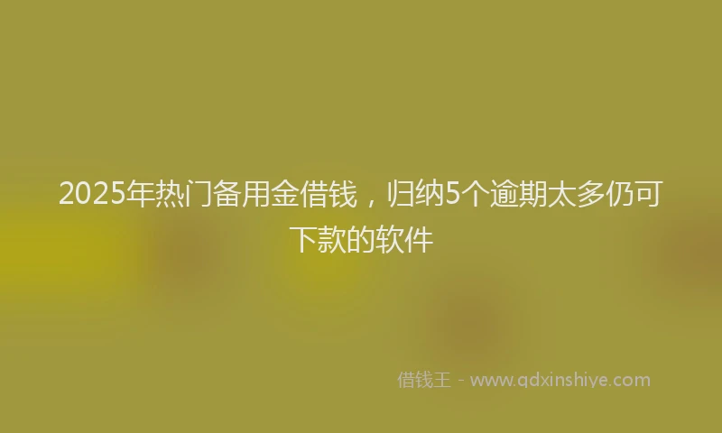 2025年热门备用金借钱，归纳5个逾期太多仍可下款的软件