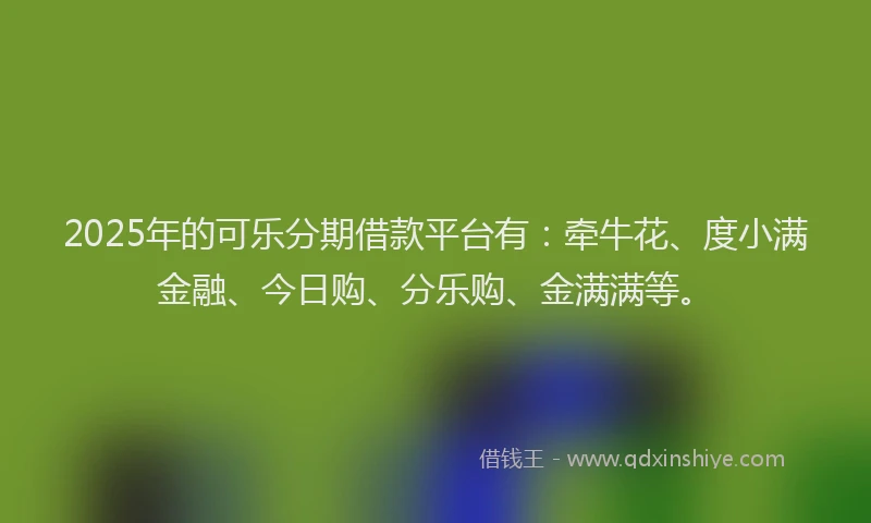 2025年的可乐分期借款平台有：牵牛花、度小满金融、今日购、分乐购、金满满等。