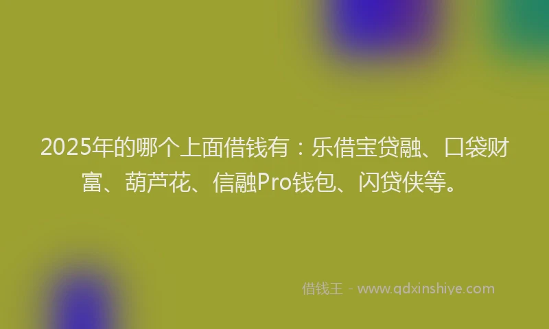 2025年的哪个上面借钱有：乐借宝贷融、口袋财富、葫芦花、信融Pro钱包、闪贷侠等。