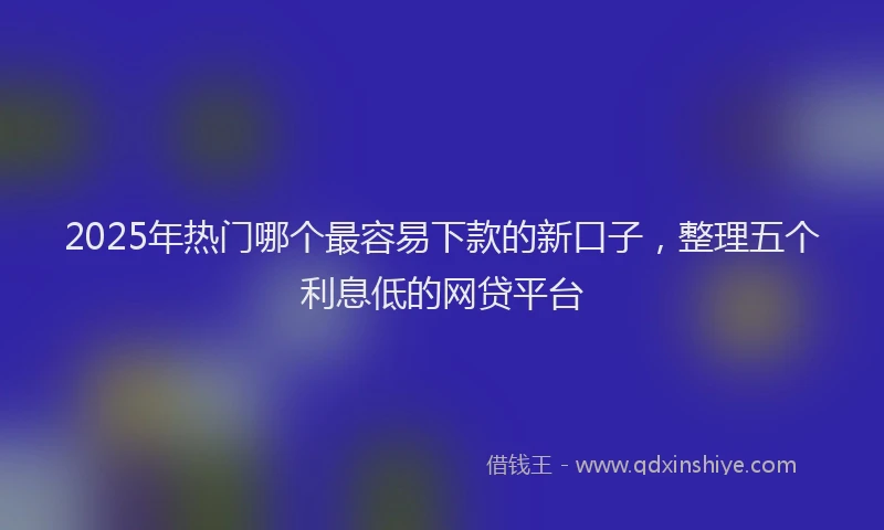 2025年热门哪个最容易下款的新口子，整理五个利息低的网贷平台