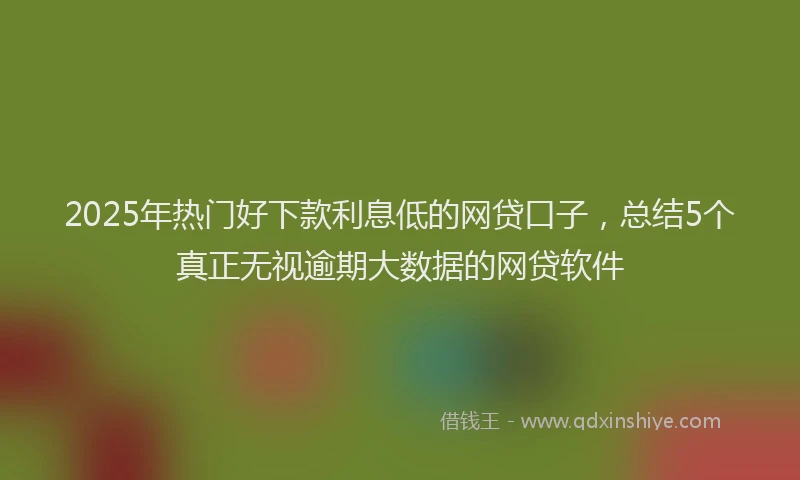 2025年热门好下款利息低的网贷口子，总结5个真正无视逾期大数据的网贷软件