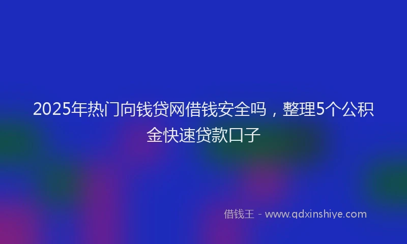 2025年热门向钱贷网借钱安全吗，整理5个公积金快速贷款口子