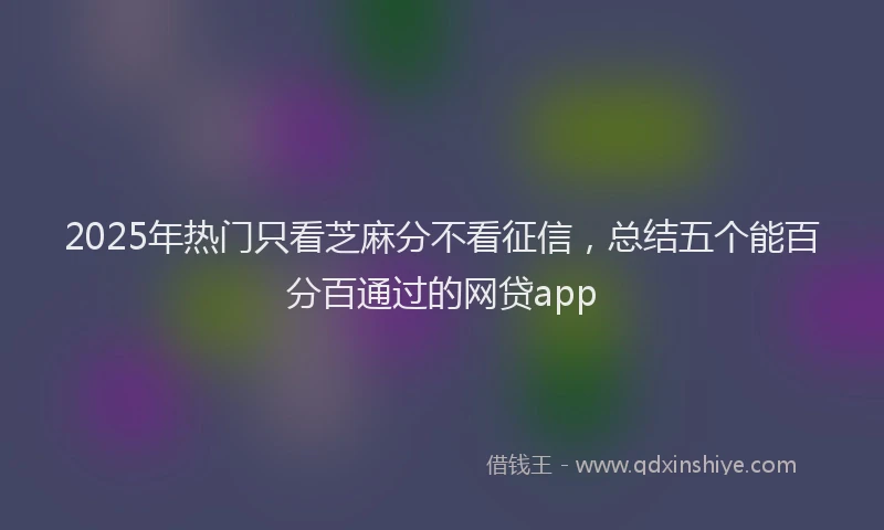 2025年热门只看芝麻分不看征信，总结五个能百分百通过的网贷app