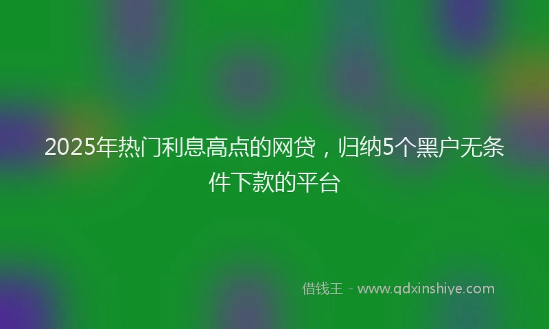 2025年热门利息高点的网贷，归纳5个黑户无条件下款的平台