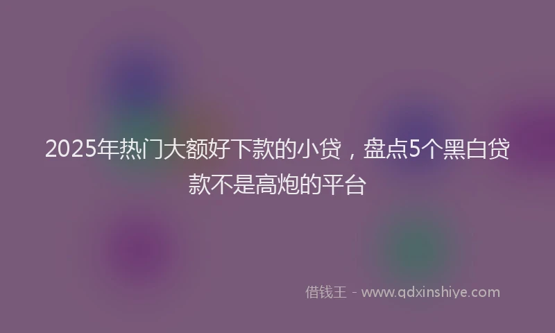 2025年热门大额好下款的小贷，盘点5个黑白贷款不是高炮的平台