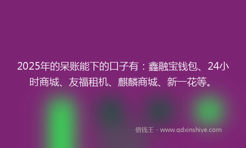 2025年的呆账能下的口子有：鑫融宝钱包、24小时商城、友福租机、麒麟商城、新一花等。