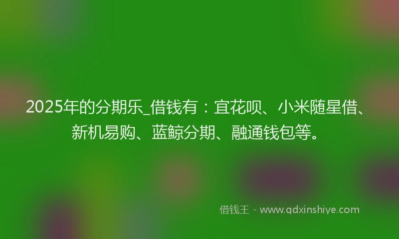 2025年的分期乐_借钱有：宜花呗、小米随星借、新机易购、蓝鲸分期、融通钱包等。