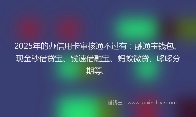 2025年的办信用卡审核通不过有：融通宝钱包、现金秒借贷宝、钱速借融宝、蚂蚁微贷、哆哆分期等。
