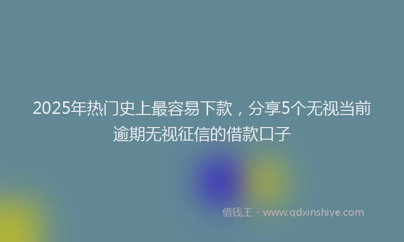 2025年热门史上最容易下款，分享5个无视当前逾期无视征信的借款口子