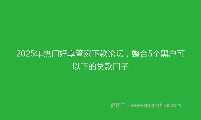 2025年热门好享管家下款论坛，整合5个黑户可以下的贷款口子