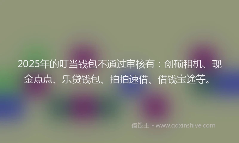 2025年的叮当钱包不通过审核有：创硕租机、现金点点、乐贷钱包、拍拍速借、借钱宝途等。