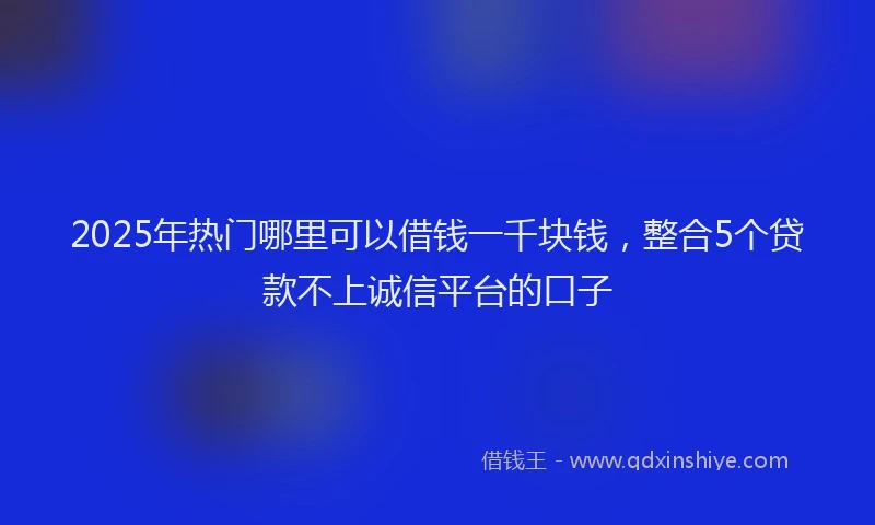2025年热门哪里可以借钱一千块钱，整合5个贷款不上诚信平台的口子
