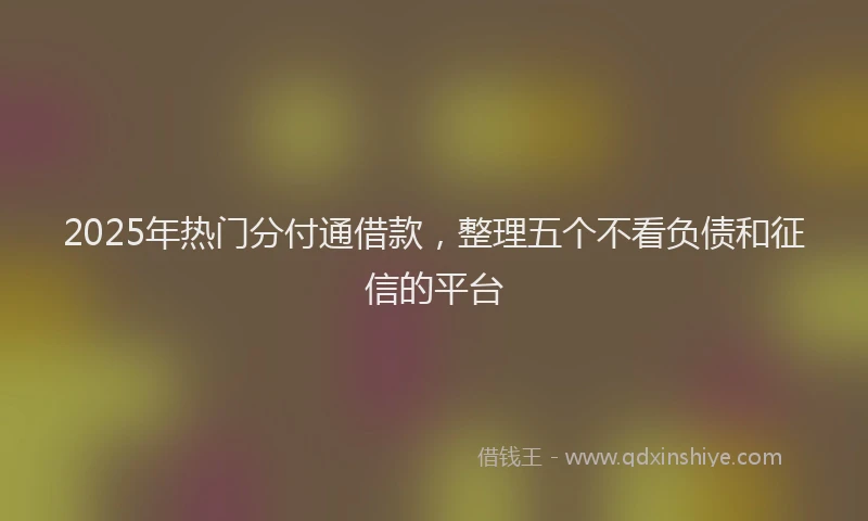 2025年热门分付通借款，整理五个不看负债和征信的平台