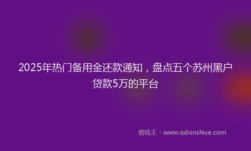 2025年热门备用金还款通知，盘点五个苏州黑户贷款5万的平台