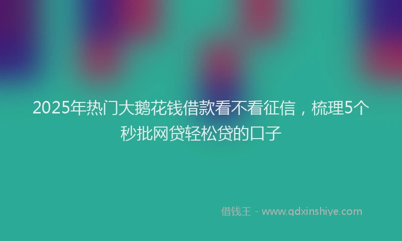 2025年热门大鹅花钱借款看不看征信，梳理5个秒批网贷轻松贷的口子